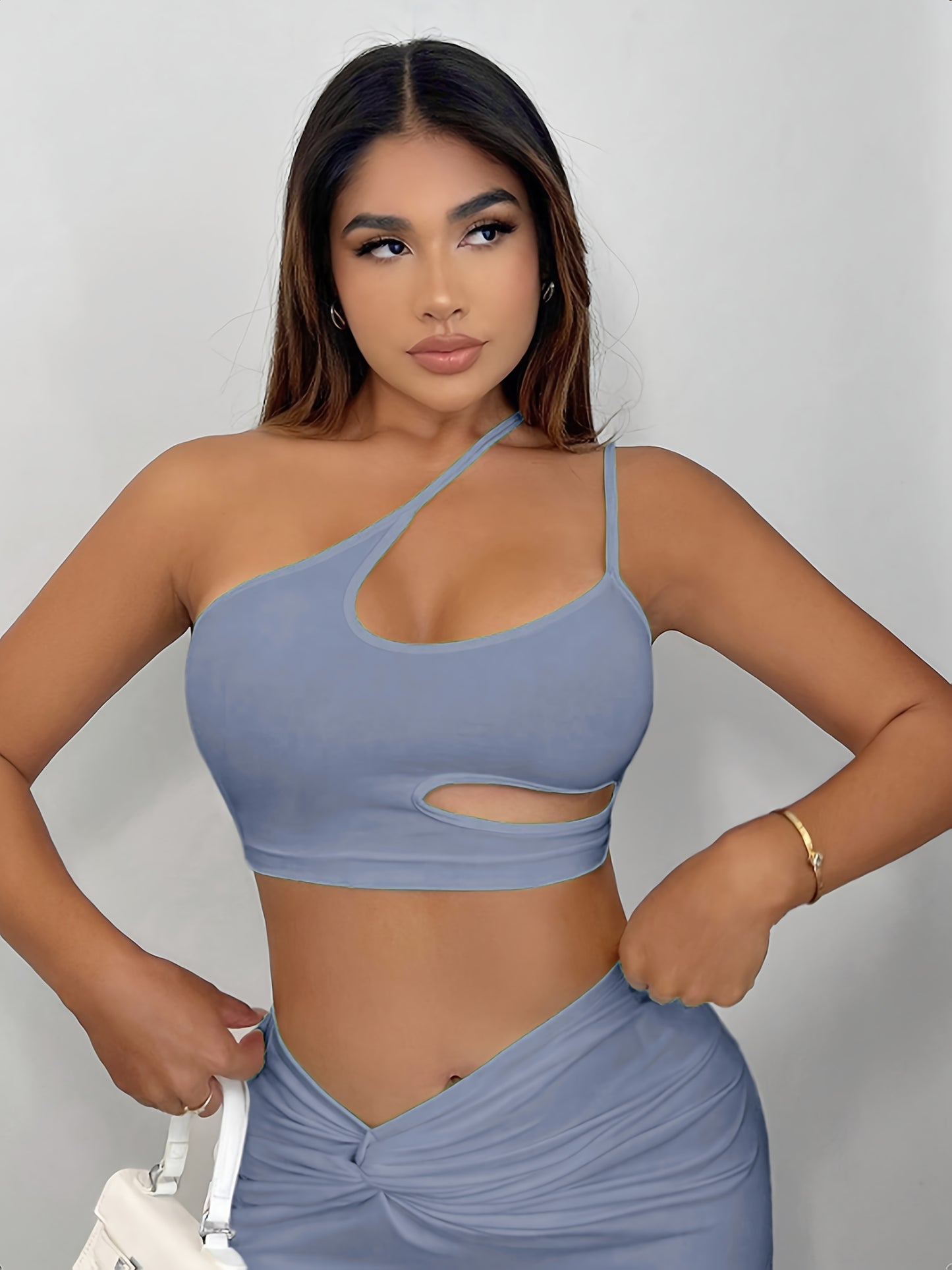 Women'S Sexy Neon Green One-Shoulder Cut-Out Crop Top - Stretchy Workout & Casual Wear, Perfect for Fitness, Parties, and Casual Attire, Fitness Apparel | Neon Green Top | Cutout Design, Gym Clothes