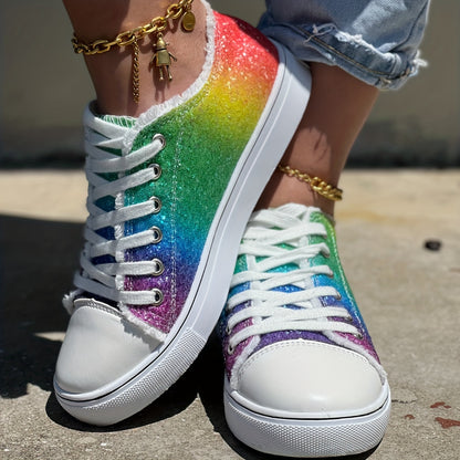 Exclusively Casual Shoes with Rainbow Elements and Blingbling Sequins for Pride Month