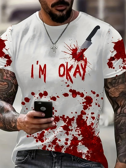 [Halloween 3D Print T-Shirt] Halloween Men's 3D Print T-Shirt | Casual Crew Neck, Short Sleeve, Polyester Blend, Machine Washable - Perfect for Summer Parties
