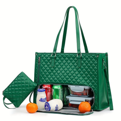 Large Capacity 2-in-1 Convertible Tote & Crossbody Bag with Detachable Shoulder Strap