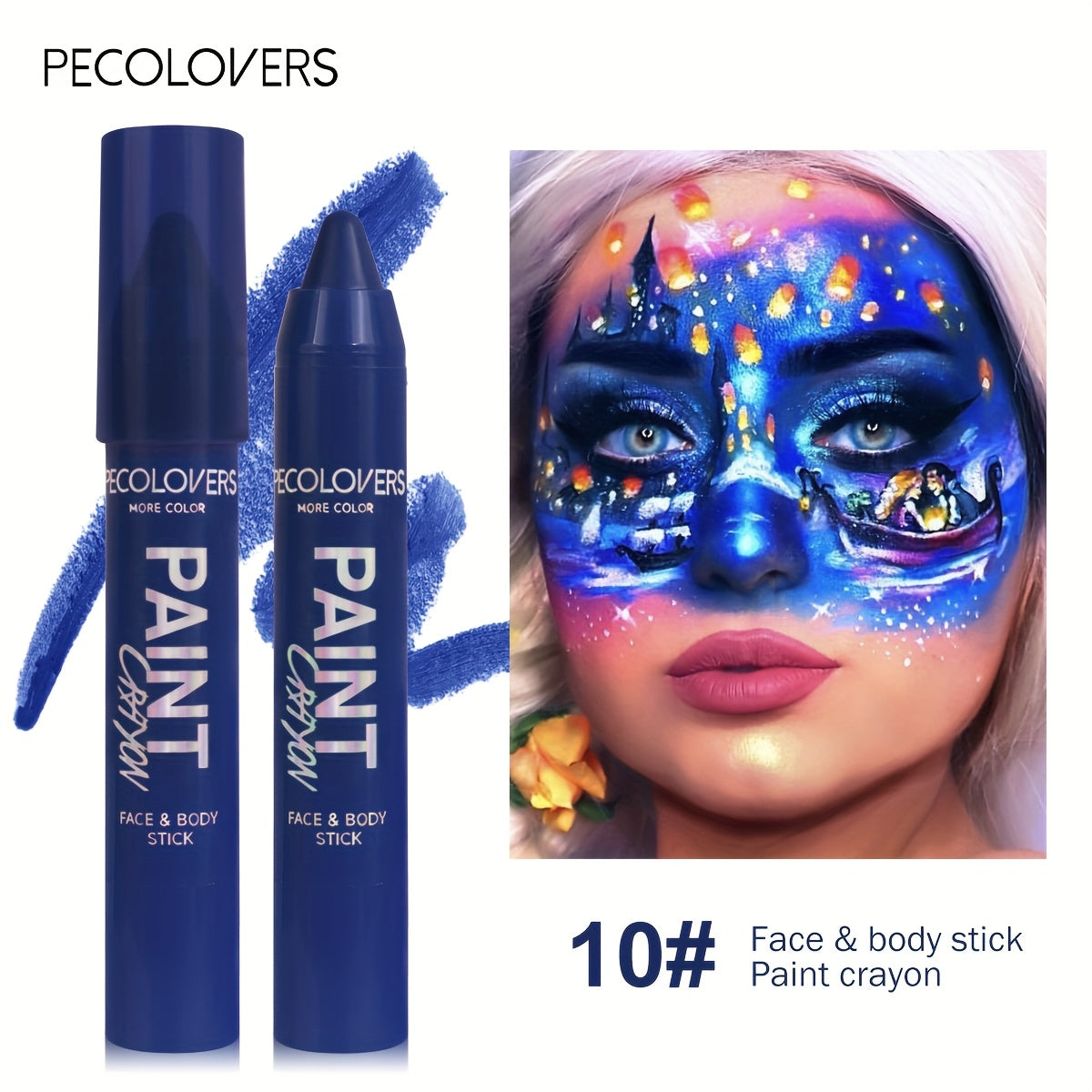 [1pc Vibrant Paint Stick] 1pc Vibrant Waterproof Paint Stick | High Pigment, Long-Lasting, Easy Application, Soft Formula in Black/Blue/Green/Purple for Halloween & Costume Parties, Halloween Makeup