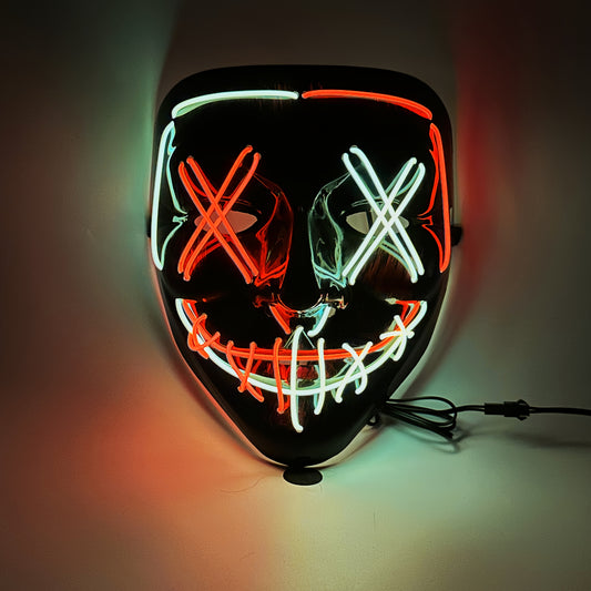 Stylish LED Two-Color Cross-Light Mask Halloween Horror Classic Costume Accessory for Photo Props, Party Masquerade Night Glow LED Mask with Activator, Ships Without Batteries, Requires Installation of 2 AA Batteries