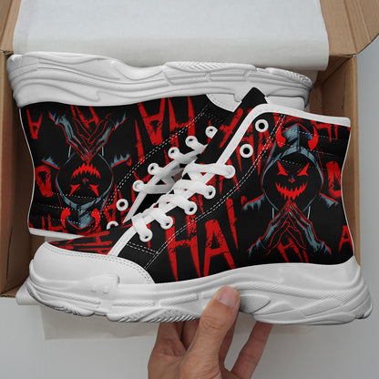 [Devil Graphic Sneakers] Men's Plus Size Devil Graphic High-Top Sneakers - Lightweight, Breathable Lace-Up Trainers with TPR Sole | Comfortable Walking Shoes for Halloween, Casual Outdoor Wear, All-Season Use, Trendy Footwear