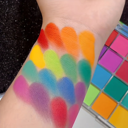 16-Color FANTASY CHIC Rainbow Matte Eyeshadow Palette - Vibrant Pink, Purple, Red, Yellow Shades with Neutral Tones, Blendable Matte Finish for Day to Night Makeup Looks, Fashion Makeup | Playful Packaging | Highquality Pigme