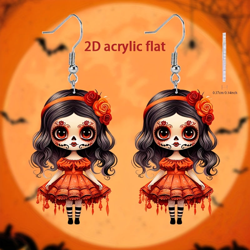 2D Flat, 8 Pairs/set Sugar Skull Acrylic Earrings Accessories Cute Pendant, Suitable for Fan Gifts Jewelry, 2D Flat