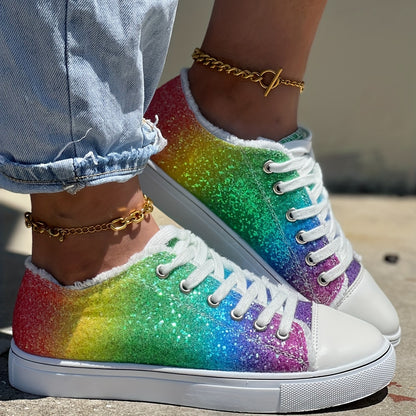 Exclusively Casual Shoes with Rainbow Elements and Blingbling Sequins for Pride Month