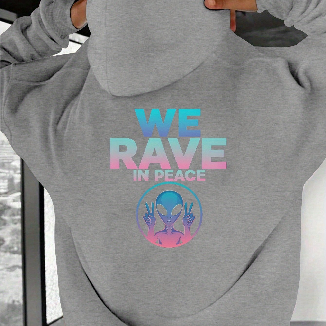 WE RAVE IN PEACE with Alien Men'S Casual Hoodies