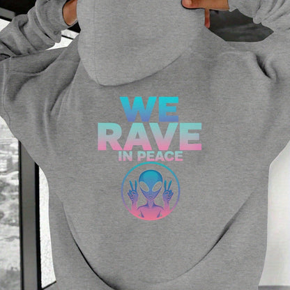 WE RAVE IN PEACE with Alien Men'S Casual Hoodies