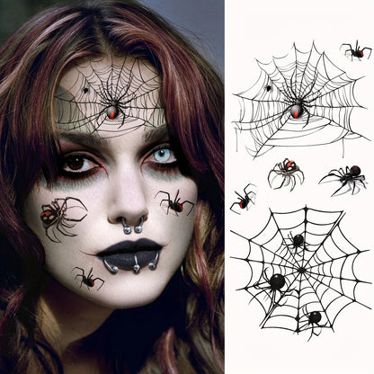 1 Sheet Realistic Waterproof Temporary Tattoos, Spider Web and Spiders Design, Long-Lasting Fake Sleeve Tattoo Stickers for Adults, Oblong Shape, Arm, Thigh, Leg, Forearm, Shank Body Art Decor