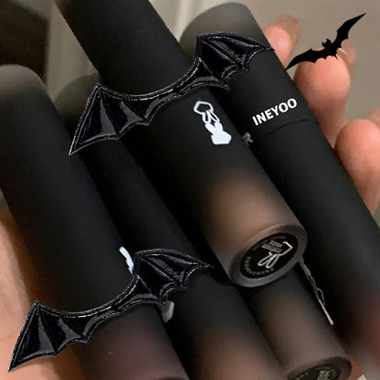 Intense Gothic Matte Nourishing Lip Gloss, Creating a Mysterious And Deep Makeup Look with Long-Lasting Color Payoff. Exquisite And Compact, Easy to Carry, a Must-Have for Parties And Travel. Includes One Black Bat-Shaped Cra