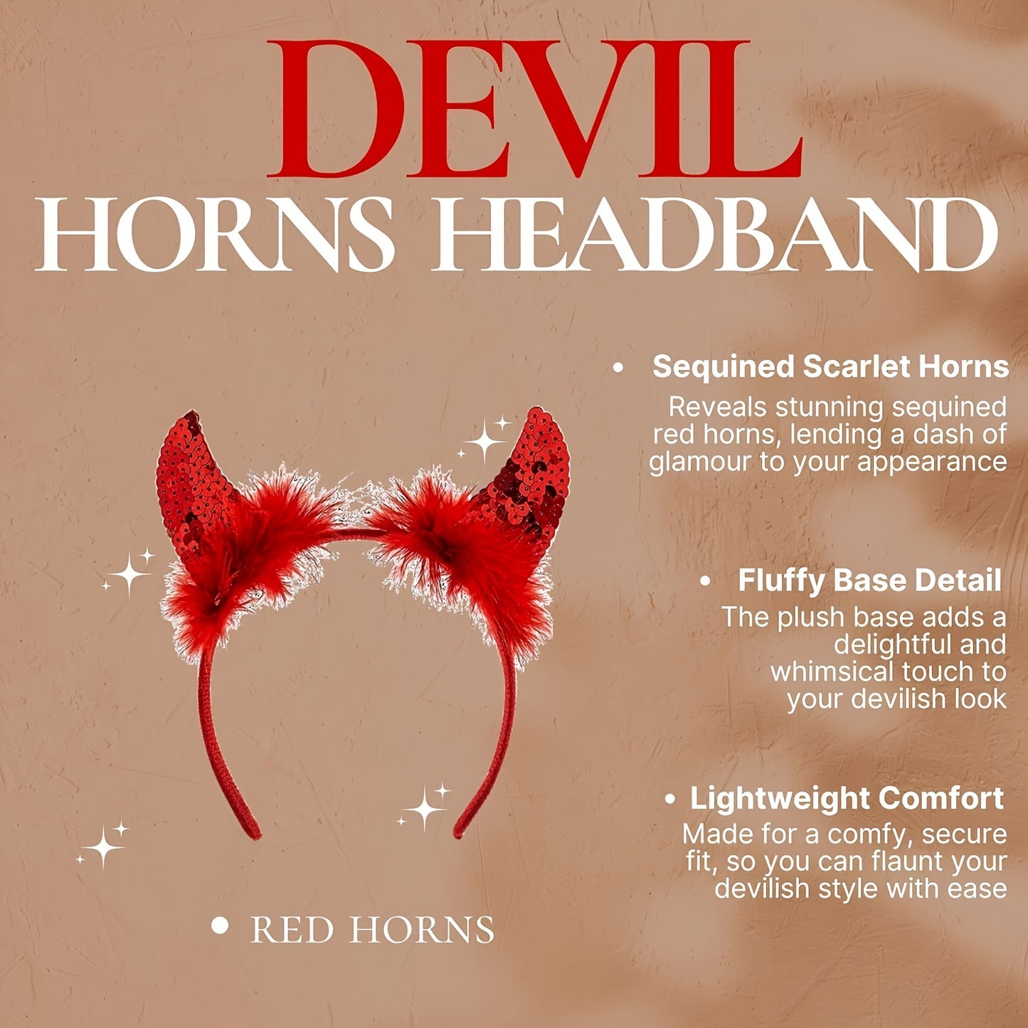 3pcs Red Angel Costume Set - Red Angel Wings, Red Devil Horns and Devil Fork Outfit - Female Devil Halloween Costume - Red Devil Wings, Devil Fork, and Devil Headband with Artificial Feathers Carnival Party Dress-Up