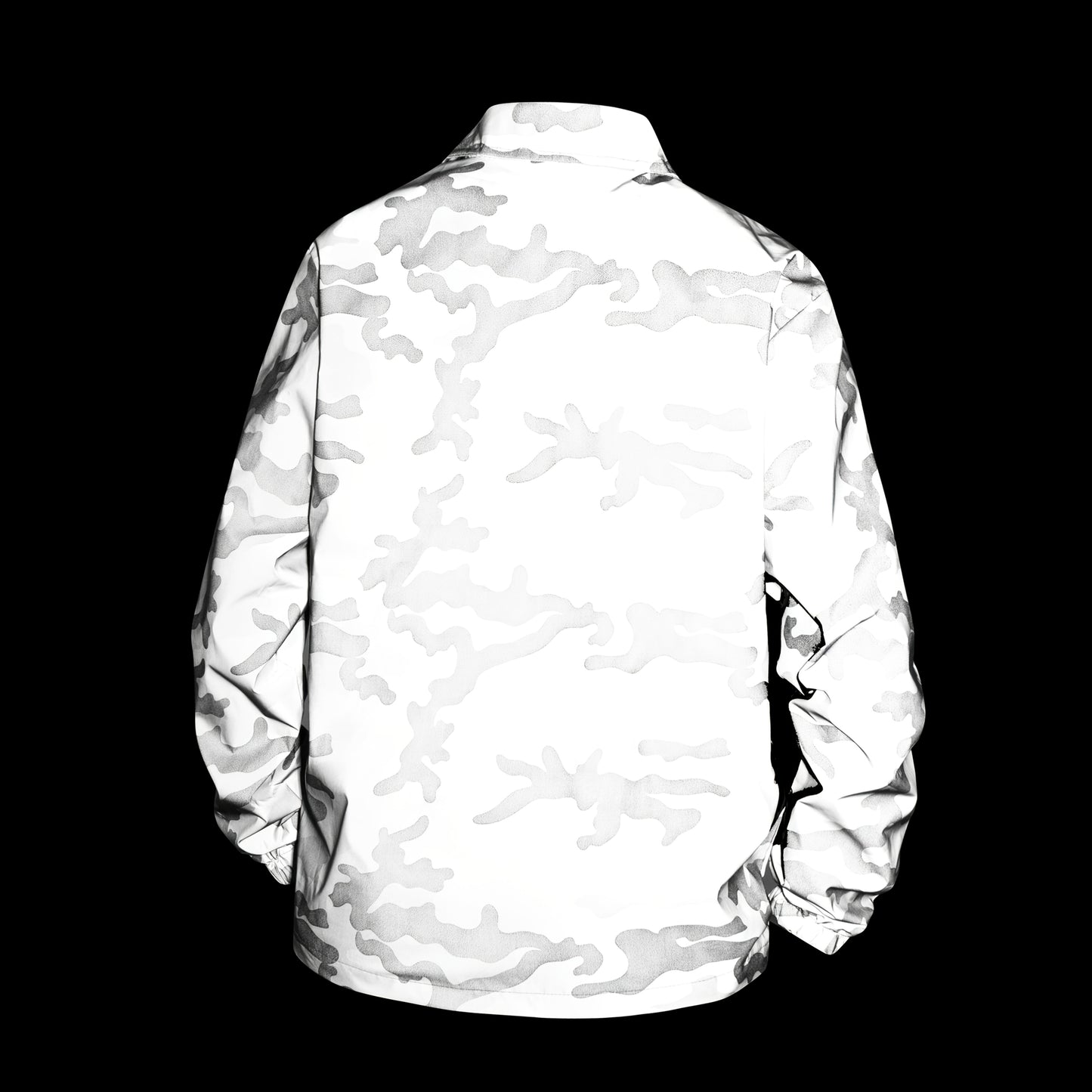 Men's Reflective Camo Soft Shell Jacket - Lightweight Polyester, Zip-Up Design with Flap Pockets, Gray Camouflage Pattern for Outdoor Activities, Running, Training, Hiking & Cycling - Perfect for Casual Wear
