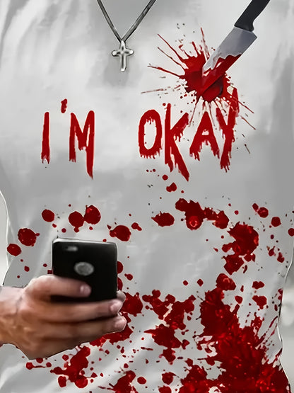 [Halloween 3D Print T-Shirt] Halloween Men's 3D Print T-Shirt | Casual Crew Neck, Short Sleeve, Polyester Blend, Machine Washable - Perfect for Summer Parties
