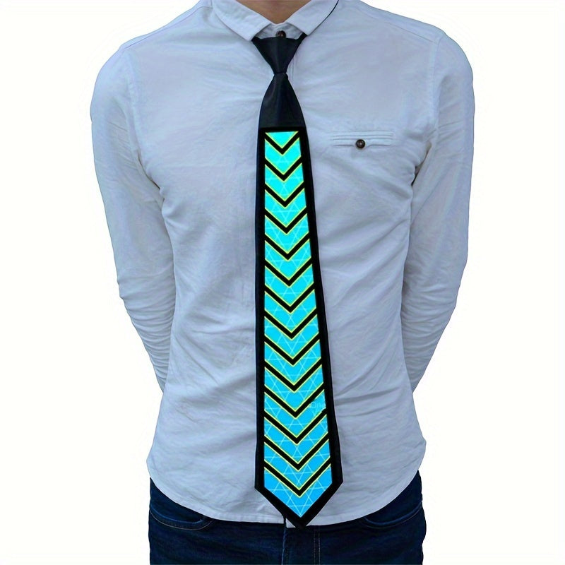 New Product: Voice-Controlled EL Luminous Tie – Innovative and Unique Creative Wear, Perfect for Festivals, Nightclubs, and Party Performances (Excludes 2 AAA Batteries)
