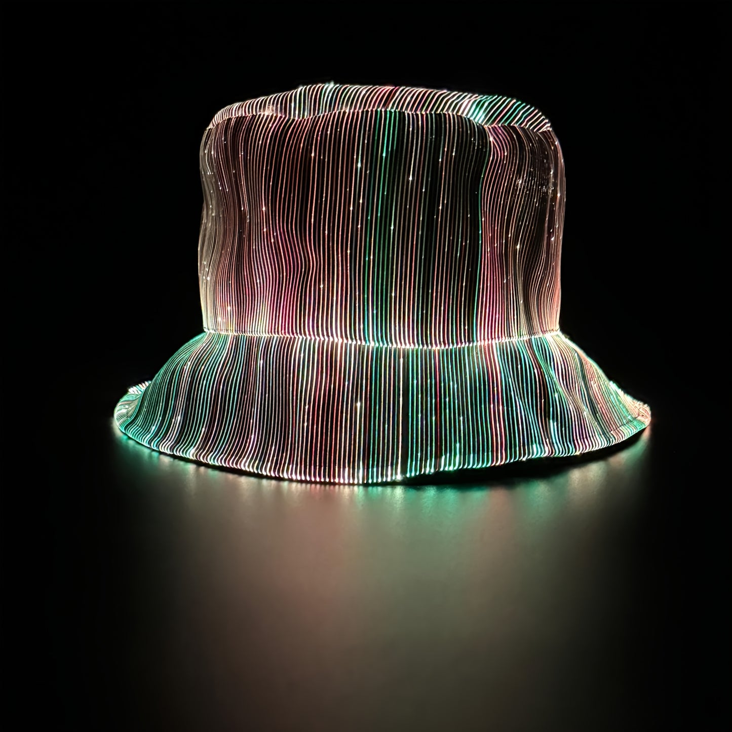 7 Colors, 4 Flashing Modes LED Fisherman Cap - Vibrant Neon Party Hat with USB Rechargeable Battery, Polypropylene Fiber, Perfect for Birthdays, Bar-Bat-Mitzvah, and Tailgating, Festive Headgear | Neon Party Hat | Polypropyle