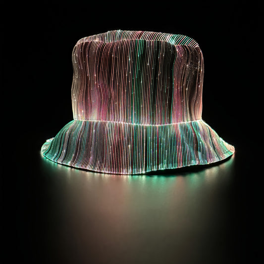 7 Colors, 4 Flashing Modes LED Fisherman Cap - Vibrant Neon Party Hat with USB Rechargeable Battery, Polypropylene Fiber, Perfect for Birthdays, Bar-Bat-Mitzvah, and Tailgating, Festive Headgear | Neon Party Hat | Polypropyle