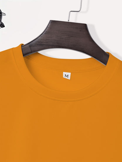 R V Men's Short Sleeve T-Shirt - Vibrant Yellow with Bold RAVE Graphic Print, Breathable Round Neck Casual Top for Summer Beach Resorts & Outdoor Activities