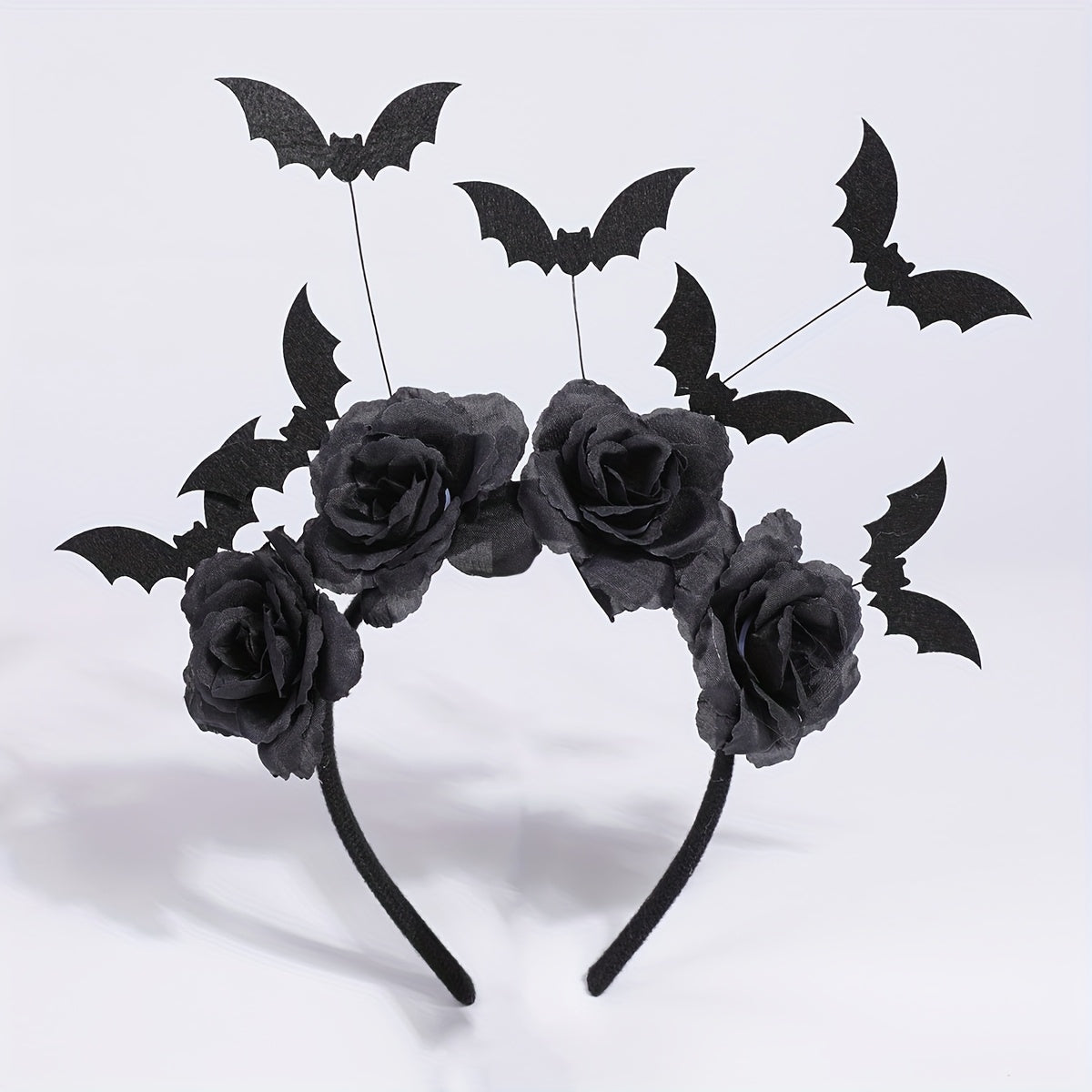 [Halloween Witch Hat Headband] Halloween Witch Hat Headband - 1pc Gothic Bat Hair Clip with Black Fake Flowers, Dark Cosplay Accessory for Women