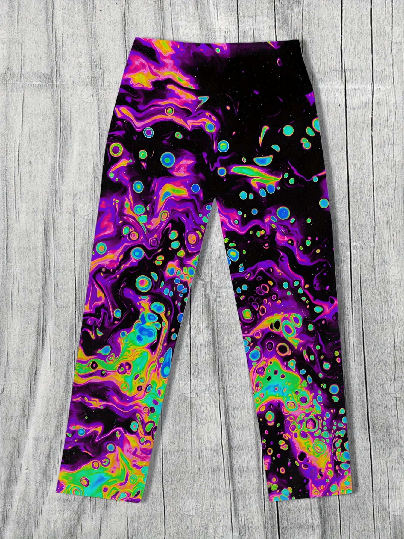 Men's Psychedelic Swirl Print Straight-Leg Pants - Vibrant, Loose Fit with Drawstring Waist | Casual Polyester Trousers for Teens & Adults, Machine Washable