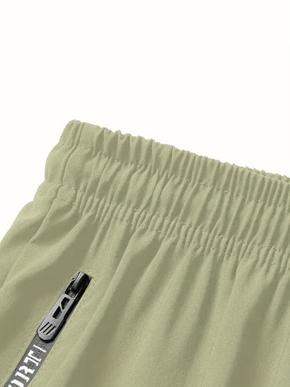 [Moisture-Wicking Shorts] Moisture-Wicking Men's Athletic Shorts | Lightweight Gym Training Shorts with Zipper Pockets & Drawstring Waist - Geometric Pattern, Machine Washable for Casual & Active Wear