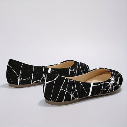 [Spooky Halloween Flats] Gothic Spider Web Flats for Women - Halloween Shoes with Slip-Resistant TPR Sole, Pull-On Closure | Breathable Fabric, Elegant Design for Costume Parties, Themed Events & Everyday Wear - All-Season