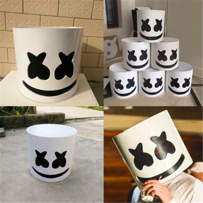 [DJ Marshmello Latex Mask] 1pc Life-Size DJ Marshmello Latex Costume Mask - Halloween Party, Cosplay, EDM Events - Assembly Required (Mask Color Random - Guaranteed Design) - Fits Head Circumference up to 27.1" - Official Loo