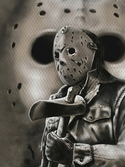 [Horror Movie Fan Shirt] Men's Friday the 13th Jason Hockey Mask Graphic Tee - Officially Inspired Jason Mask Design, Machine Washable Soft Everyday Shirt for Halloween, Jason Voorhees Costume Parties & Horror Movie Nights -