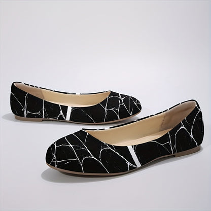 [Spooky Halloween Flats] Gothic Spider Web Flats for Women - Halloween Shoes with Slip-Resistant TPR Sole, Pull-On Closure | Breathable Fabric, Elegant Design for Costume Parties, Themed Events & Everyday Wear - All-Season