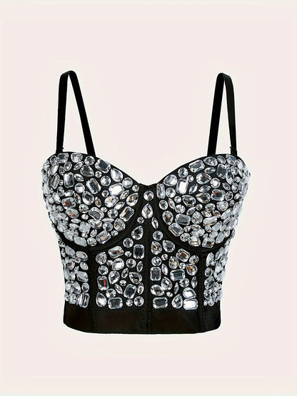 Elegant Rhinestone Fishbone Cami Top for Women