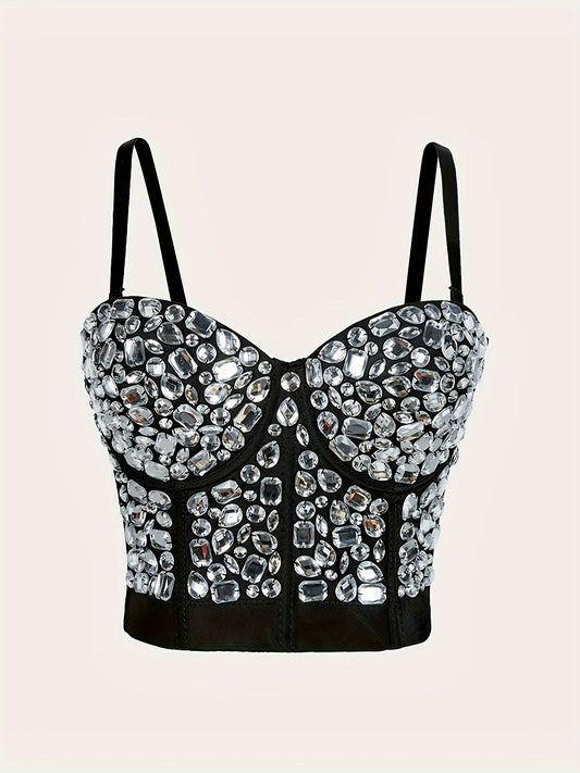 Elegant Rhinestone Fishbone Cami Top for Women