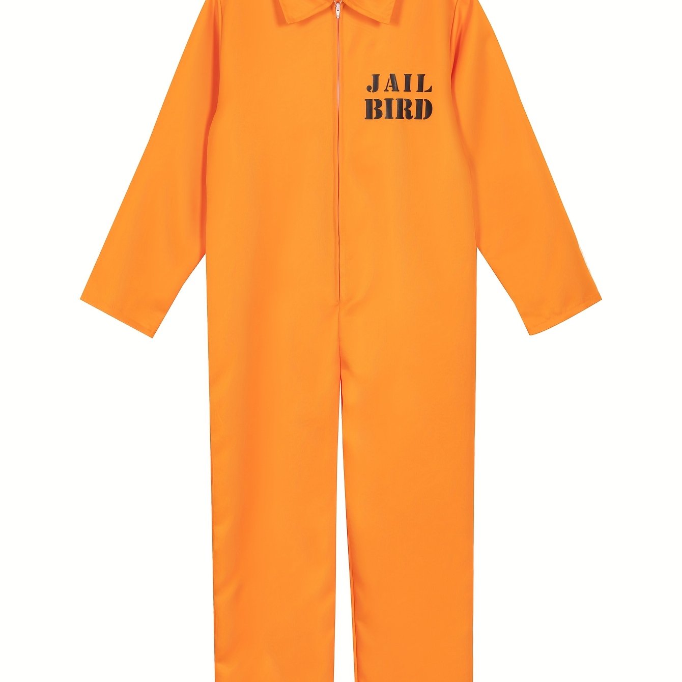 Men's Prison inmate Costume - Bright Orange Jail jumpsuit Onesie with Front Zipper, Halloween, Easter, Cosplay Party Outfit - Non-Stretch Fabric for Themed Events & Prison Roleplay - Easy to Clean, Simple Design, Comfortable