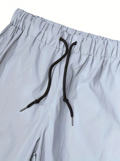 Spring and Autumn Men's Nighttime Reflective Sweatpants Fashion Streetwear Illuminated Straight Casual Trousers
