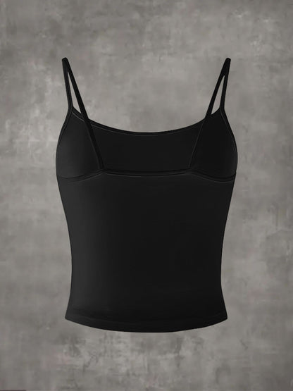 LESS DRAMA MORE TECHNO Graphic Print Strapless Tank Top, Polyester Crew Neck Sleeveless Top, Women'S Casual Summer Tank Tops, Vacation Style, All-Season Wear