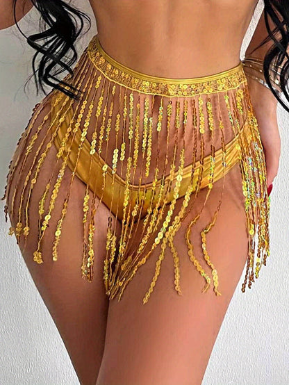 sparkling sequin tassel skirt in one piece - a must-have party artifact! Let you instantly transform into a sexy hottie, and your tasseled dress will shine all over the place, showing off your charm and confidence!