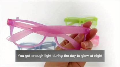 6 Pairs Glow-in-the-Dark Neon Party Glasses - UV Activated Round Plastic Frames for Bars, KTVs, Weddings & Birthdays | No Battery Needed Illuminating Photo Props & Group Accessories, Bar Accessories, Vibrant Eyewear Style, Lu