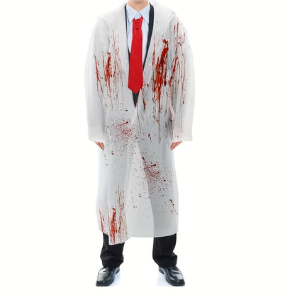 7pcs Halloween Zombie Costume Set, Raincoat with No Print, Requires DIY, Includes Halloween Props Knife, Red Tie, Suitable for Cosplay Role Play Party