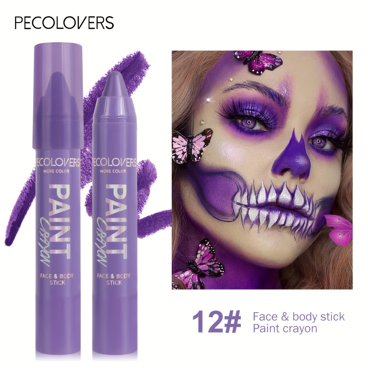 [1pc Vibrant Paint Stick] 1pc Vibrant Waterproof Paint Stick | High Pigment, Long-Lasting, Easy Application, Soft Formula in Black/Blue/Green/Purple for Halloween & Costume Parties, Halloween Makeup