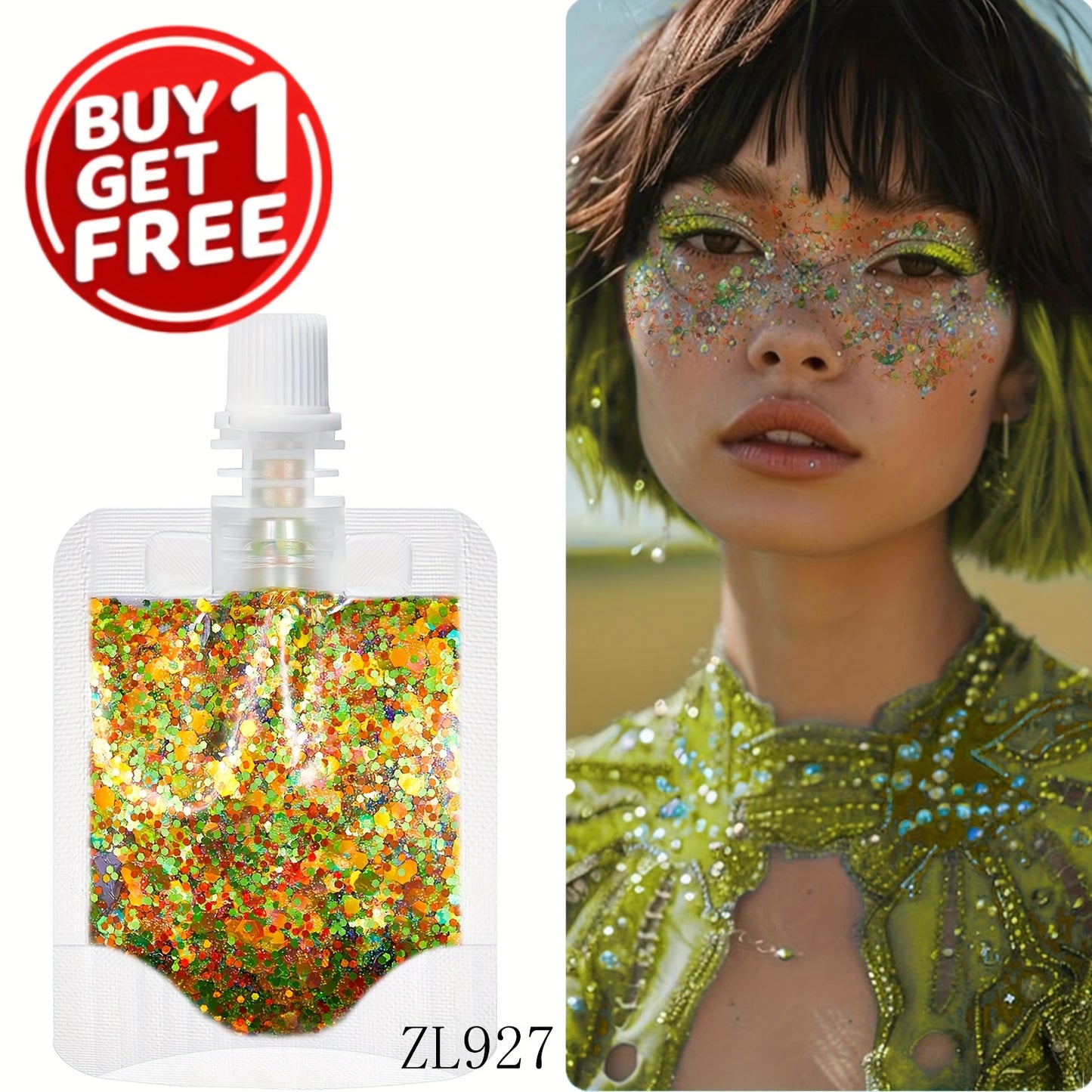 2pcs mermaid Gel Body Glitter- Vibrant Sequin Mermaid Makeup, Eye Shadow & Face Patch, Ideal for Beach & Party Looks, Very suitable for music festivals,Beach Makeup|Vibrant Glitter |Colorful Glitters