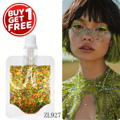 2pcs mermaid Gel Body Glitter- Vibrant Sequin Mermaid Makeup, Eye Shadow & Face Patch, Ideal for Beach & Party Looks, Very suitable for music festivals,Beach Makeup|Vibrant Glitter |Colorful Glitters