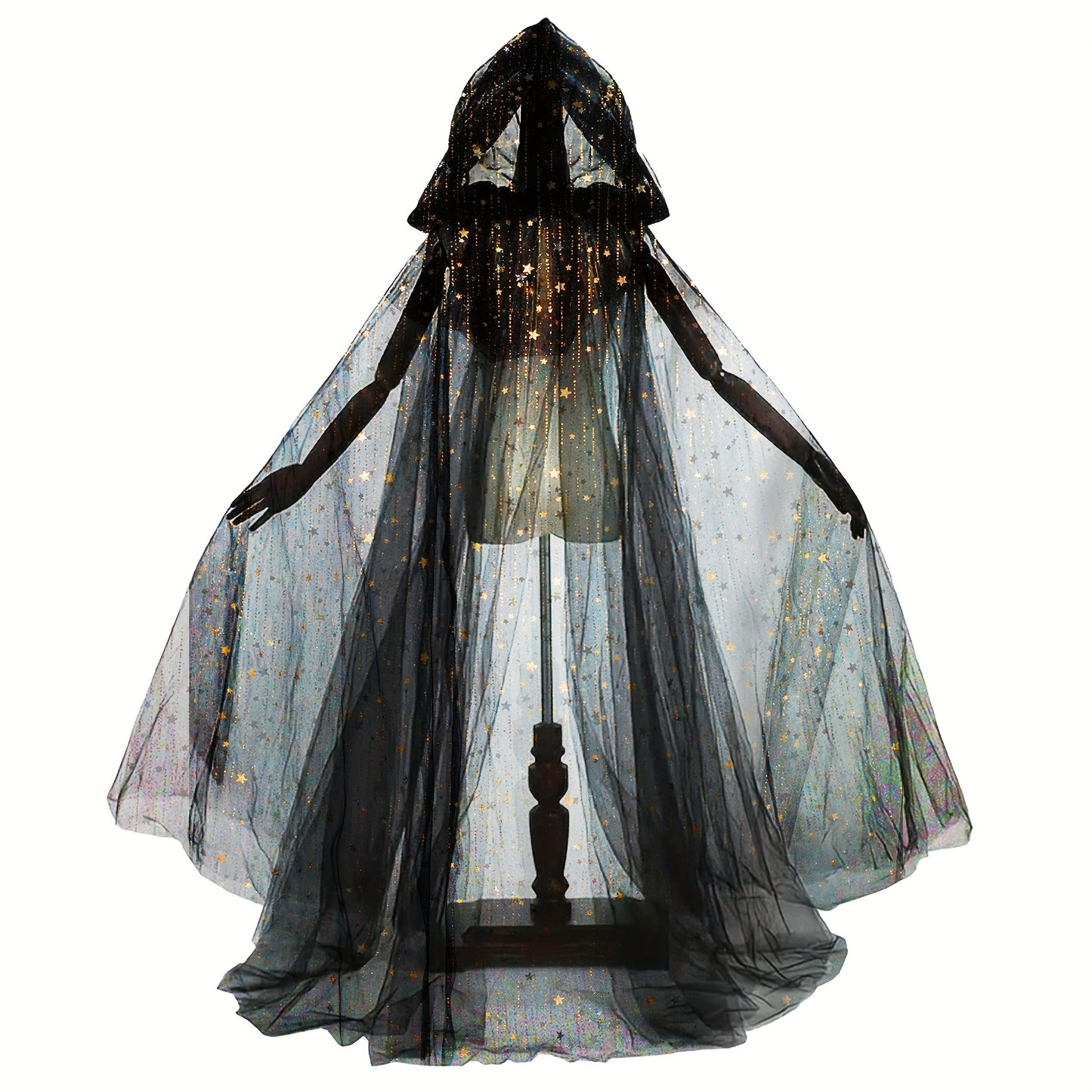 [Halloween Horror Party Cloak] 1pc KUIJA Bride Shawl Witch Vampire Cosplay Cloak - Double Layered Halloween Horror Party Costume Prop, White, Black & Red Options, Polyester Woven Fabric for Carnival Outfits, Halloween Costume