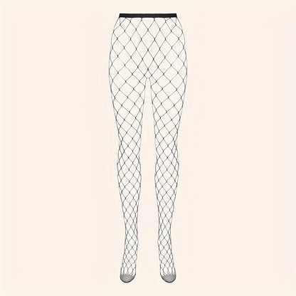 3 Pairs of Black Mesh Fishnet Tights with High Waist and Elasticity for Women, Perfect for Role Play, Hand Wash Only, Knit Fabric, Polyamide and Elastane Composition, Solid Color Theme, 118 g/m² Fabric Weight