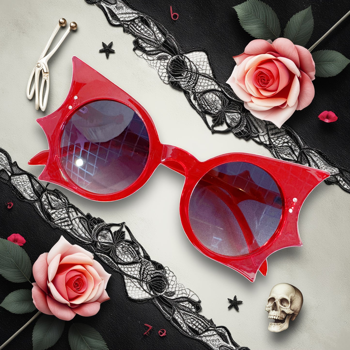 Y2K Vampire Bat-Shaped Fashion Glasses - Gothic Leopard Print & Solid Black Frames for Halloween, Costume Parties, Teens Fashion Accessories, Party Eyewear, Playful Eyewear, Bold Statement Pieces