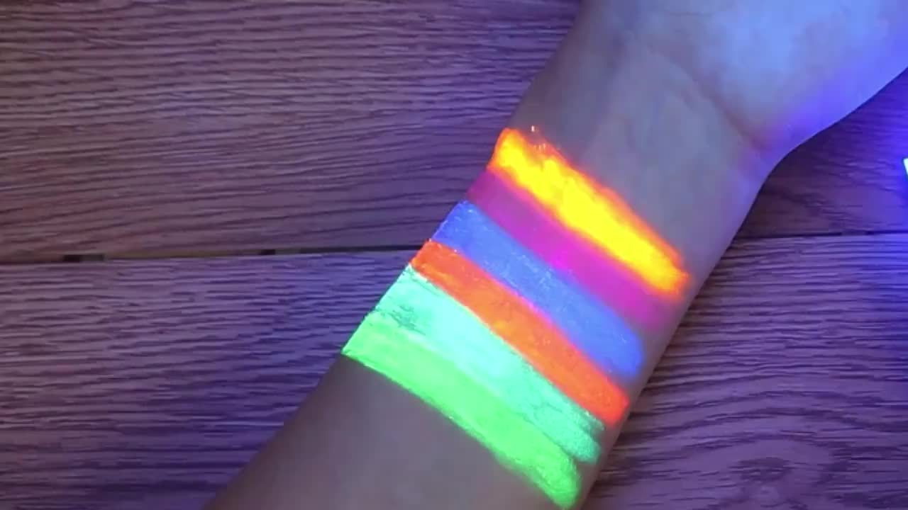 [Neon Face Paint Kit] 6pcs UV Neon Face Body Paint Kit - Glow in The Dark Under Black Light Glow Makeup Kit for Adult - Fluorescent Water-soluble Face Paints Crayons Sticks Markers for Birthday Mardi Gras Party Halloween Masq