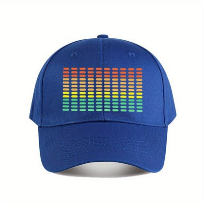 Sound Activated LED Music Equalizer Hat - RGB Lighting (Red/Green/Blue/Purple), Adjustable Snapback Baseball Cap, Breathable Polyester Nightclub & Festival Headgear for DJs, Concerts, Parties - Unisex Clubbing Cap, Music Acce