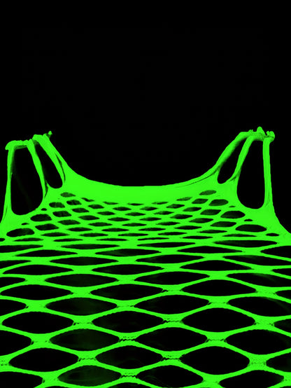 Glow-in-the-Dark Fishnet Bodycon Dress - Sexy Hollow Out Design, Sleeveless Mesh Cover Up for Women, Perfect for Music Festivals, Summer Beach Vacations & Nighttime Parties, Cute Bodycon Dress, Festival Fashion, Seethrough Ma
