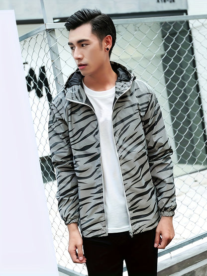 Men's Reflective Zebra Stripe Hooded Jacket