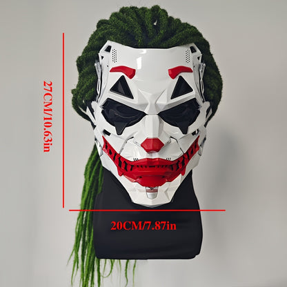 1pc Joker Clown Costume Mask - Inspired Horror Joker Mask with White & Red Lip Design, Clear Eyes & Sharp Jawline - Non-Toxic & Easy-to-Wear for Cosplay, Carnival, Costume Parties - Joker Makeup Effect for Adults & Teens (No