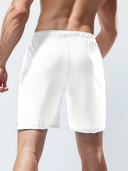 [Moisture-Wicking Shorts] Moisture-Wicking Men's Athletic Shorts | Lightweight Gym Training Shorts with Zipper Pockets & Drawstring Waist - Geometric Pattern, Machine Washable for Casual & Active Wear