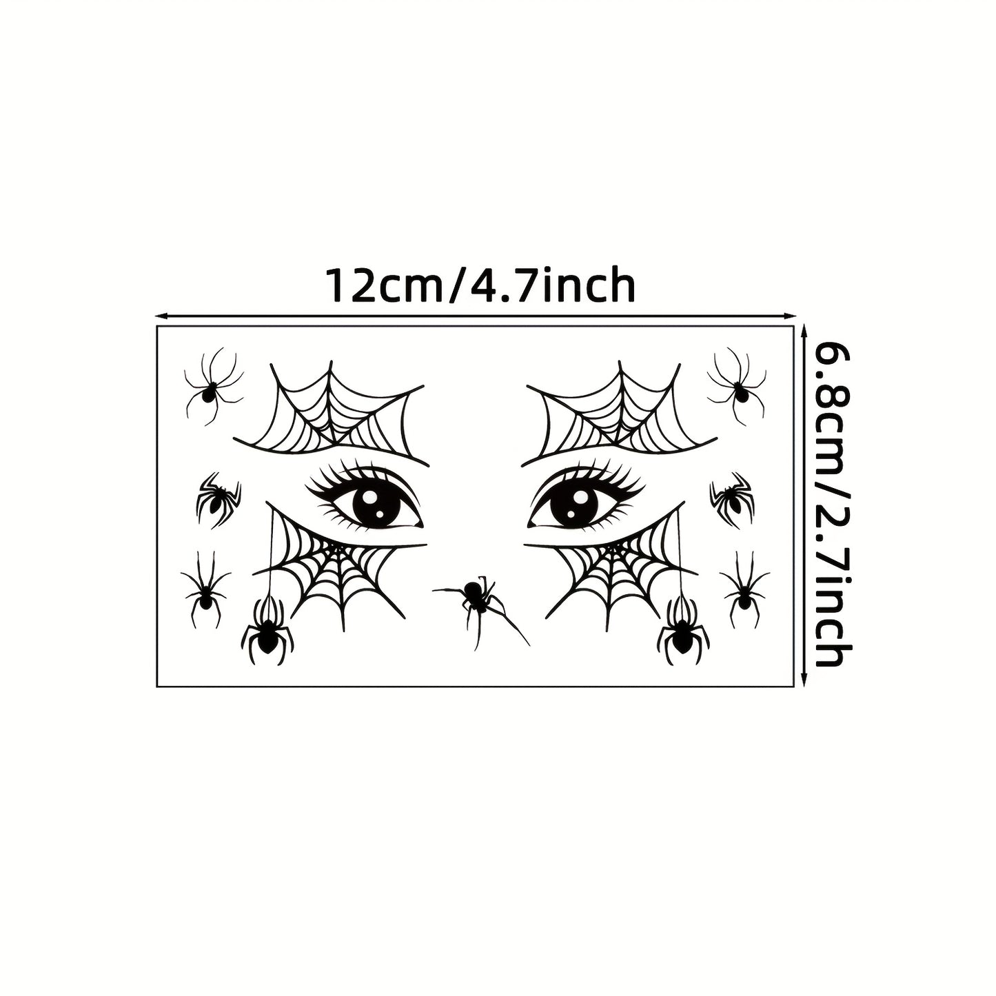 [Halloween Spider Tattoos] 10pcs Halloween Spider Series Temporary Tattoo Stickers | Black Spider Web Patterns for Face and Eyelids, Waterproof Realistic Fake Tattoo Decals - Suitable for Halloween Party Makeup