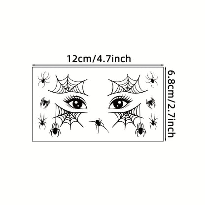 [Halloween Spider Tattoos] 10pcs Halloween Spider Series Temporary Tattoo Stickers | Black Spider Web Patterns for Face and Eyelids, Waterproof Realistic Fake Tattoo Decals - Suitable for Halloween Party Makeup